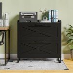 Modern Farmhouse 2-Drawer File Cabinet with Charging Station