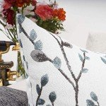 Teal Leaf Embroidery Rectangular Throw Pillow Case