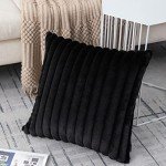 Set of 2 Black Faux Fur Pillow Covers 18"x18