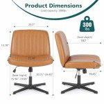 Adjustable Swivel Armless Leather Office Chair