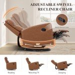 Cocoa Swivel Rocking Recliner Sofa Chair