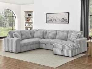 LUSPAZ 122" U-Shape Sofa with USB Ports