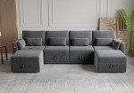 U-Shaped Modular Sectional Sofa with Storage & Ottomans