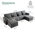 U-Shaped Modular Sectional Sofa with Storage & Ottomans
