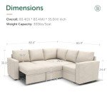 Beige Modular Sleeper Sectional Sofa with Storage
