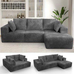 106” Grey Cloud Modular L-Shaped Sectional Sofa