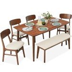 Stylish 6-Piece Mid-Century Dining Set