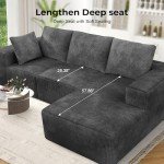 106” Grey Cloud Modular L-Shaped Sectional Sofa