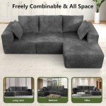 106” Grey Cloud Modular L-Shaped Sectional Sofa