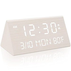 Kogonee Wooden Alarm Clock with Dimmer and Snooze
