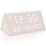Kogonee Wooden Alarm Clock with Dimmer and Snooze