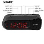 Sleek Black Digital Alarm Clock with Red LEDs