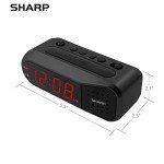 Sleek Black Digital Alarm Clock with Red LEDs