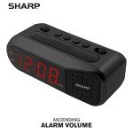 Sleek Black Digital Alarm Clock with Red LEDs