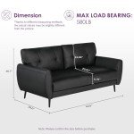 Modern Black Leather Loveseat for Small Spaces