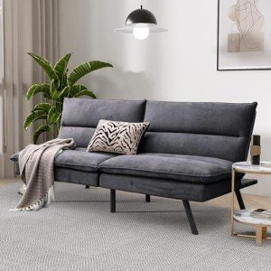 Convertible Memory Foam Sofa Bed in Black