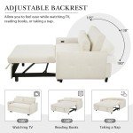 Beige Convertible Sofa Bed with USB Ports