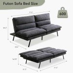 Convertible Memory Foam Sofa Bed in Black