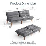 Dark Grey Corduroy Futon Sofa Bed for Small Spaces