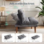 Dark Grey Corduroy Futon Sofa Bed for Small Spaces