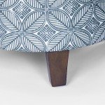 Blue Indigo Upholstered Round Storage Ottoman