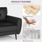 Modern Black Leather Loveseat for Small Spaces