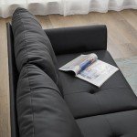 Modern Black Leather Loveseat for Small Spaces