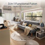 Dark Grey Corduroy Futon Sofa Bed for Small Spaces