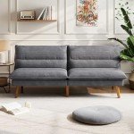 Dark Grey Corduroy Futon Sofa Bed for Small Spaces