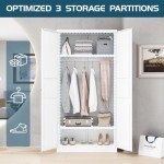 MIIIKO 72" Metal Wardrobe Closet with 2 Doors