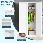 MIIIKO 72" Metal Wardrobe Closet with 2 Doors