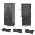 Stylish 71.7" Wooden Wardrobe Armoire in Black