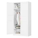 MIIIKO 72" Metal Wardrobe Closet with 2 Doors