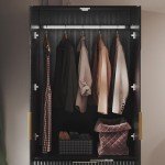 Stylish 71.7" Wooden Wardrobe Armoire in Black