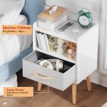 Modern Mid Century Nightstand with Storage Drawer