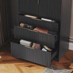 Stylish 71.7" Wooden Wardrobe Armoire in Black
