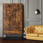 VINGLI 38" Rustic Brown Wardrobe Closet with Shelves