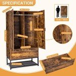 VINGLI 38" Rustic Brown Wardrobe Closet with Shelves