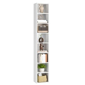 8-Tier Slim Media Tower Storage Cabinet – White