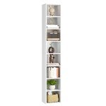 8-Tier Slim Media Tower Storage Cabinet – White