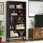 Tribesigns 5-Tier Tall Bookshelf Organizer in Sandalwood