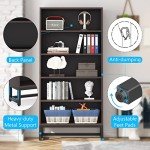 Tribesigns 5-Tier Tall Bookshelf Organizer in Sandalwood