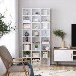 8-Tier Slim Media Tower Storage Cabinet – White