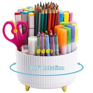 360-Degree Rotating Desk Organizer with 5 Compartments