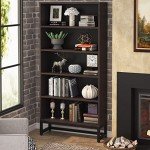Tribesigns 5-Tier Tall Bookshelf Organizer in Sandalwood