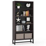 Tribesigns 5-Tier Tall Bookshelf Organizer in Sandalwood