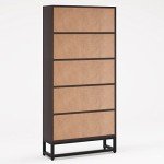 Tribesigns 5-Tier Tall Bookshelf Organizer in Sandalwood