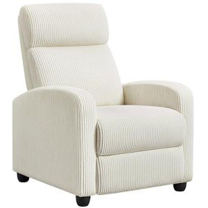 Beige Adjustable Corduroy Recliner Chair