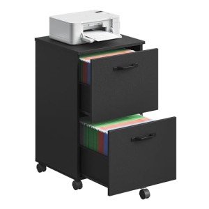 VASAGLE 2-Drawer Rolling File Cabinet - Matte Black