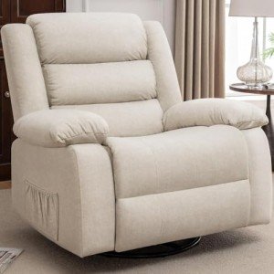 Beige 360° Swivel Massage Recliner Chair